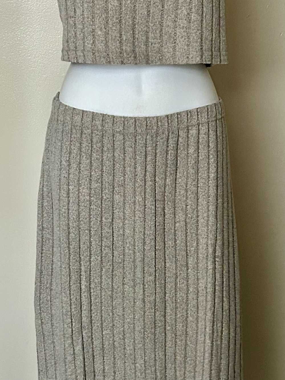 SHEIN Ribbed Maxi Skirt in Taupe